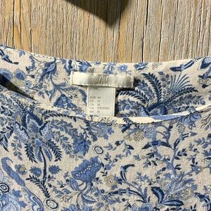 H&M Floral Blue and White Dress Size 14